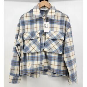 THML Women's Size Small Plaid Short Shacket Reg.$78